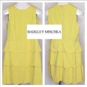 Belle Badgely Mischka Yellow Sleeveless Dress